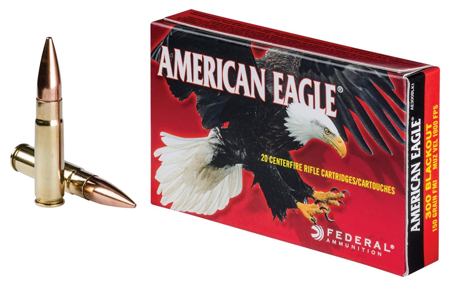 Federal American Eagle Training Full Metal Jacket Boat-Tail .300 Blackout 150-Grain Ammunition - ...