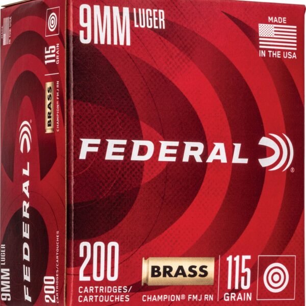 Federal Premium Champion 9mm 115-Grain Pistol Brass Ammunition - 200 Rounds