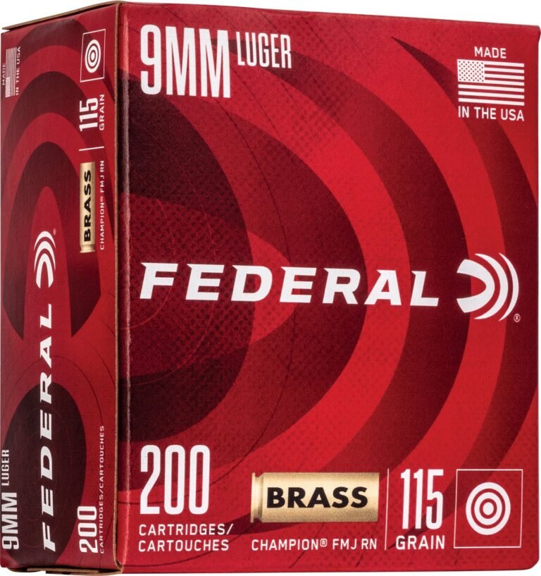 Federal Premium Champion 9mm 115-Grain Pistol Brass Ammunition - 200 Rounds