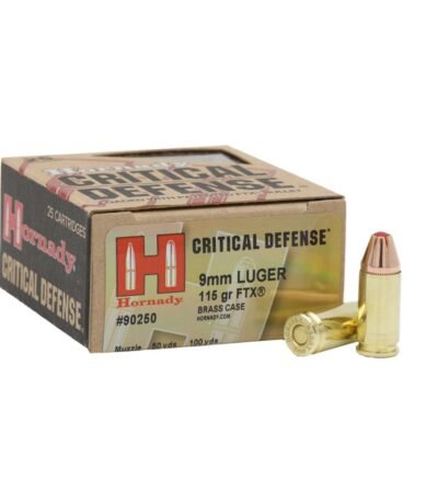 Hornady Critical Defense 9mm Luger 115-Grain Handgun Brass Ammunition - 25 Rounds