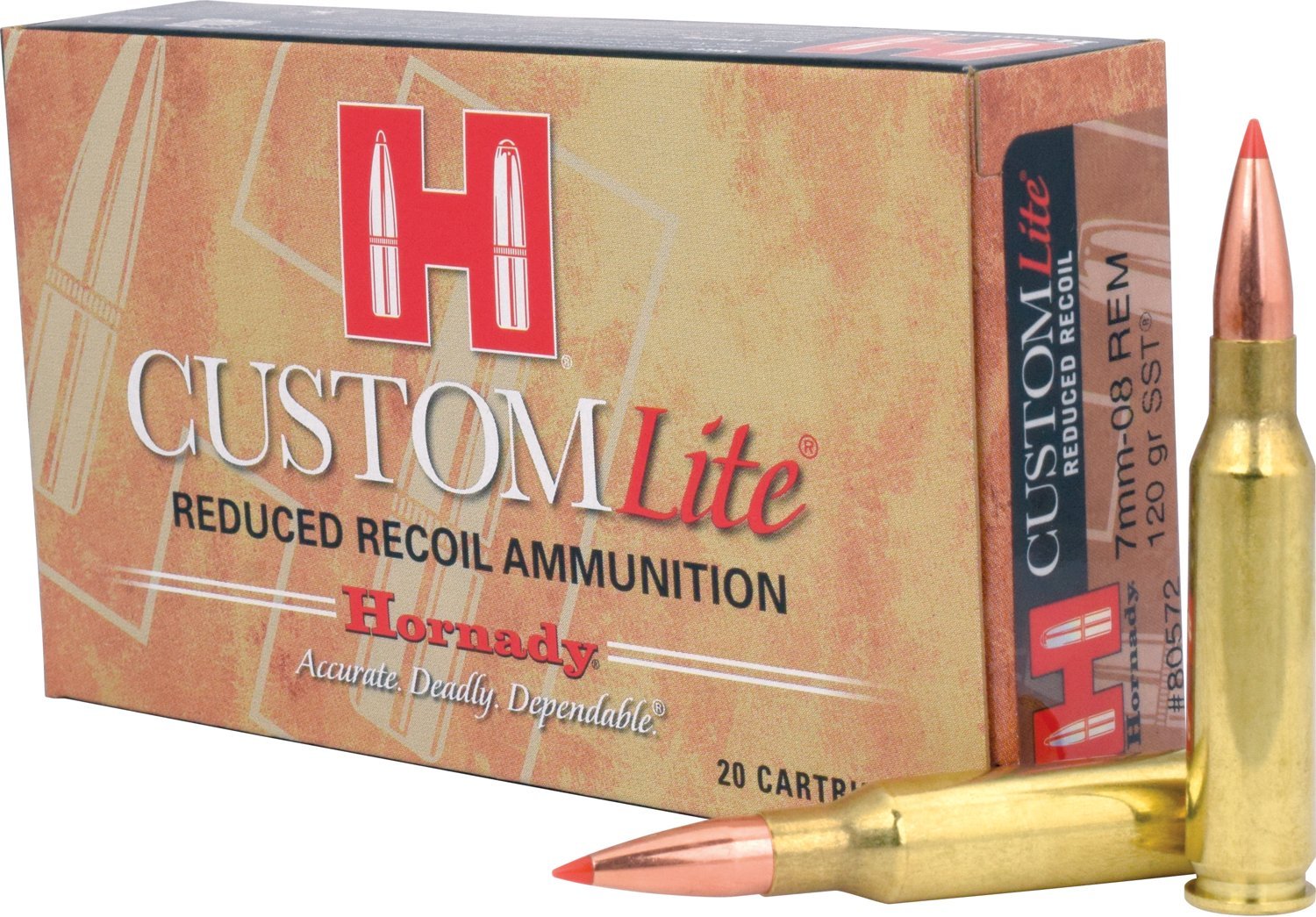 Hornady SST Custom Lite 7mm-08 Remington 120-Grain Centerfire Rifle Ammunition