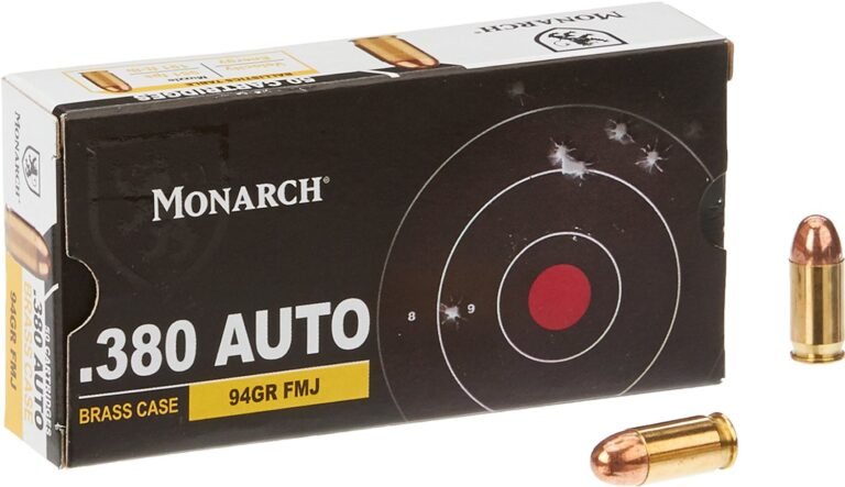 Monarch FMJ .380 Automatic 94-Grain Pistol Brass Ammunition - 50 Rounds