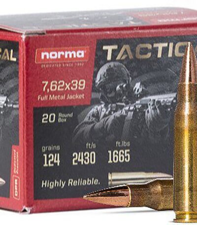 Norma USA Tactical 7.62x39 mm 124-Grain Rifle Ammunition - 20 Rounds