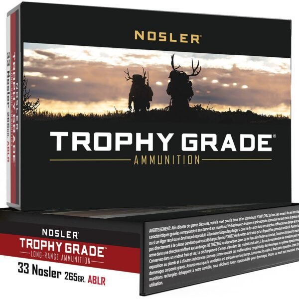 Nosler Trophy Grade AB-Long Range .33 Nosler 265-Grain Centerfire Rifle Ammunition - 20 Rounds