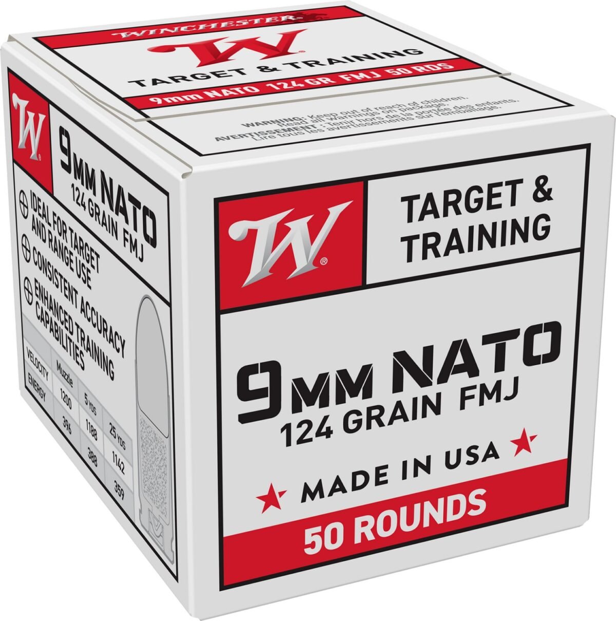 Winchester 9mm NATO 124-Grain Ammunition - 50 Rounds