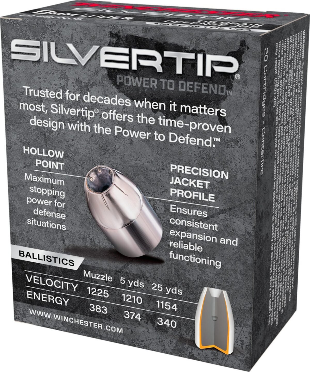 Winchester Silvertip 9mm Luger 115-Grain Pistol Ammunition