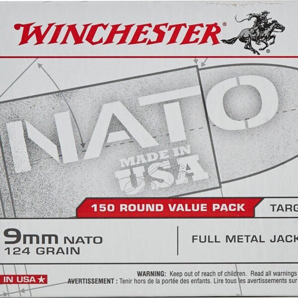 Winchester USA 9mm NATO 124-Grain Handgun Ammunition - 150 Rounds