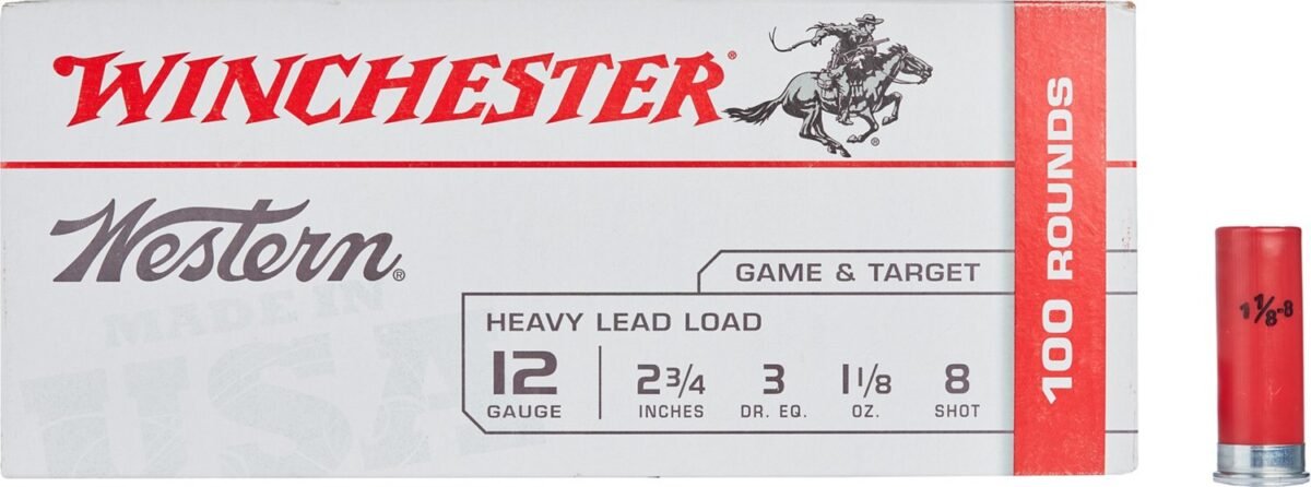 Winchester Western Target and Field Load 12 Gauge 8 Shotshells - 100 Rounds